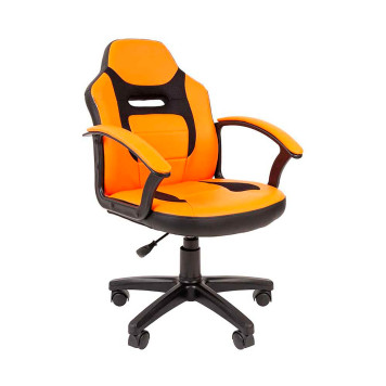 Кресло CH-KIDS 110, экокожа/ткань TW, черный/оранжевый