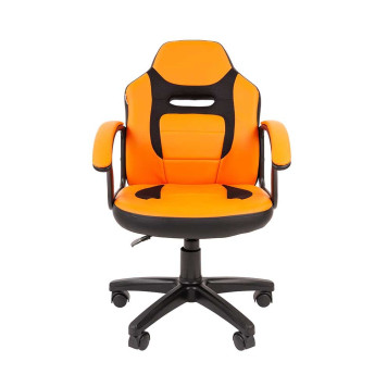 Кресло CH-KIDS 110, экокожа/ткань TW, черный/оранжевый-1