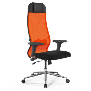 Кресло Sit-10 B1-111D-X2+UMF(X1)/Ub00/Wh00/D02P(M09.B23.G18.W01) оранжевый/черный