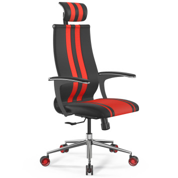 Кресло Метта Synchro Sit-10 B2-187U-Extra/Kb40/Wh40/U0mL-b/H13mL-G-1DF (M20.B23.G18.W32) черный-красный