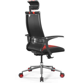 Кресло Метта Synchro Sit-10 B2-187U-Extra/Kb40/Wh40/U0mL-b/H13mL-G-1DF (M20.B23.G18.W32) черный-красный-1
