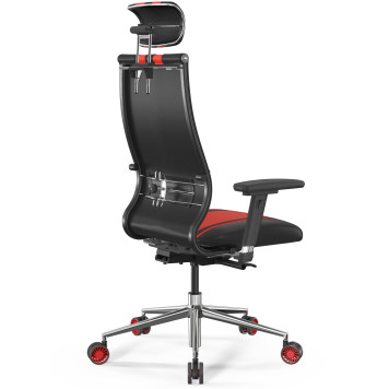 Кресло Метта Synchro Sit-10 B2-187D-Extra/Kb40/Wh40/D03P/H13mL-G-2D (M24.B23.G18.W32) черный-красный-1